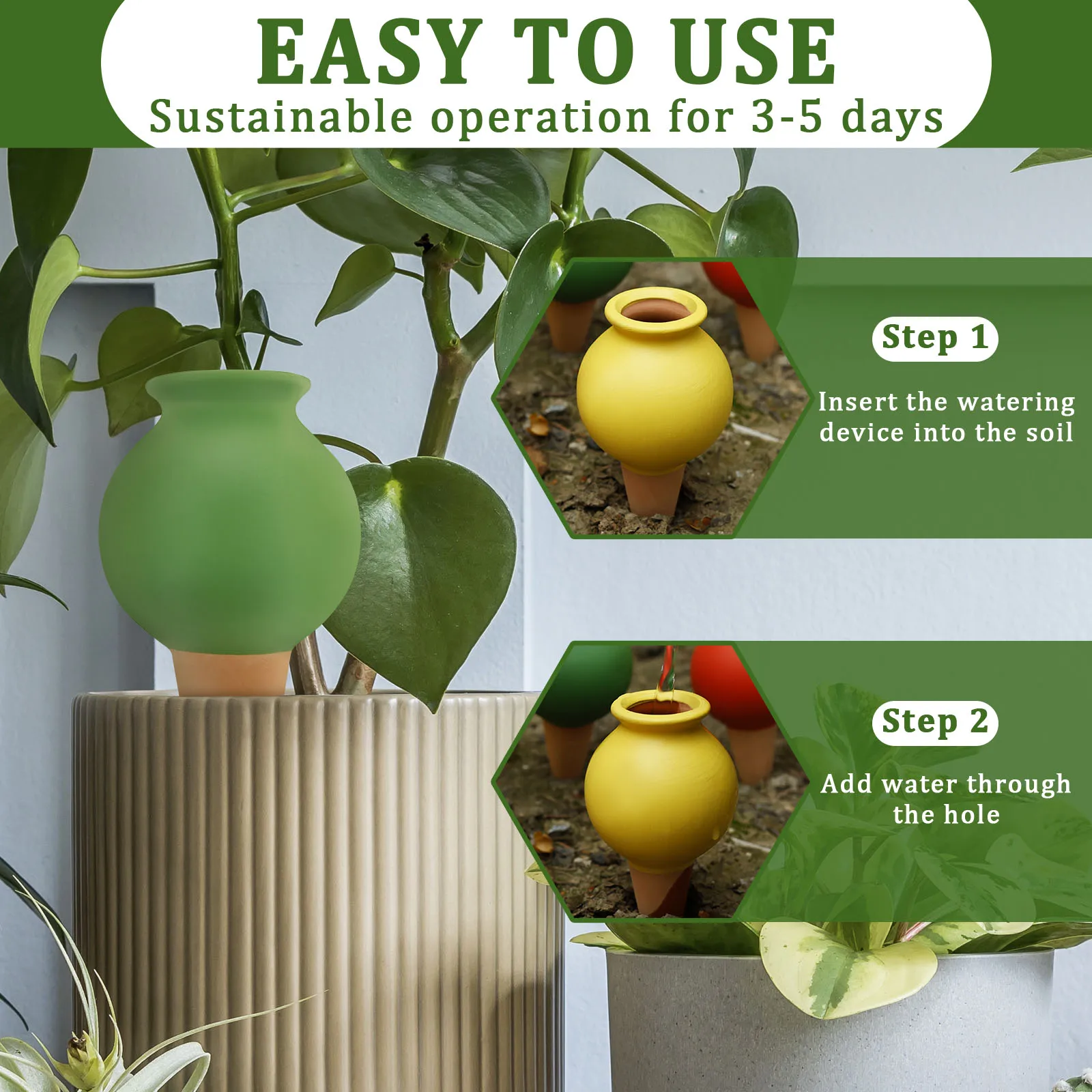 8Pcs Terracotta Self Watering Spikes Clay Plant Watering Planter Insert Indoor Automatic Plant Irrigation Devices for Gardens
