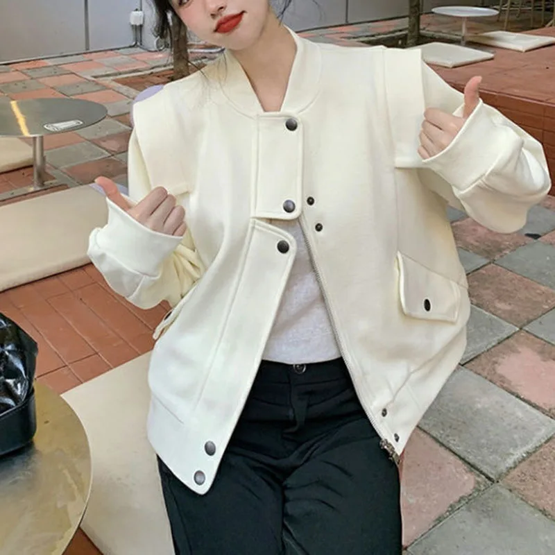 

Осенняя верхняя одежда, Женская бейсбольная куртка с воротником-стойкой, свободная повседневная куртка для женщин, корейская мода, женская куртка