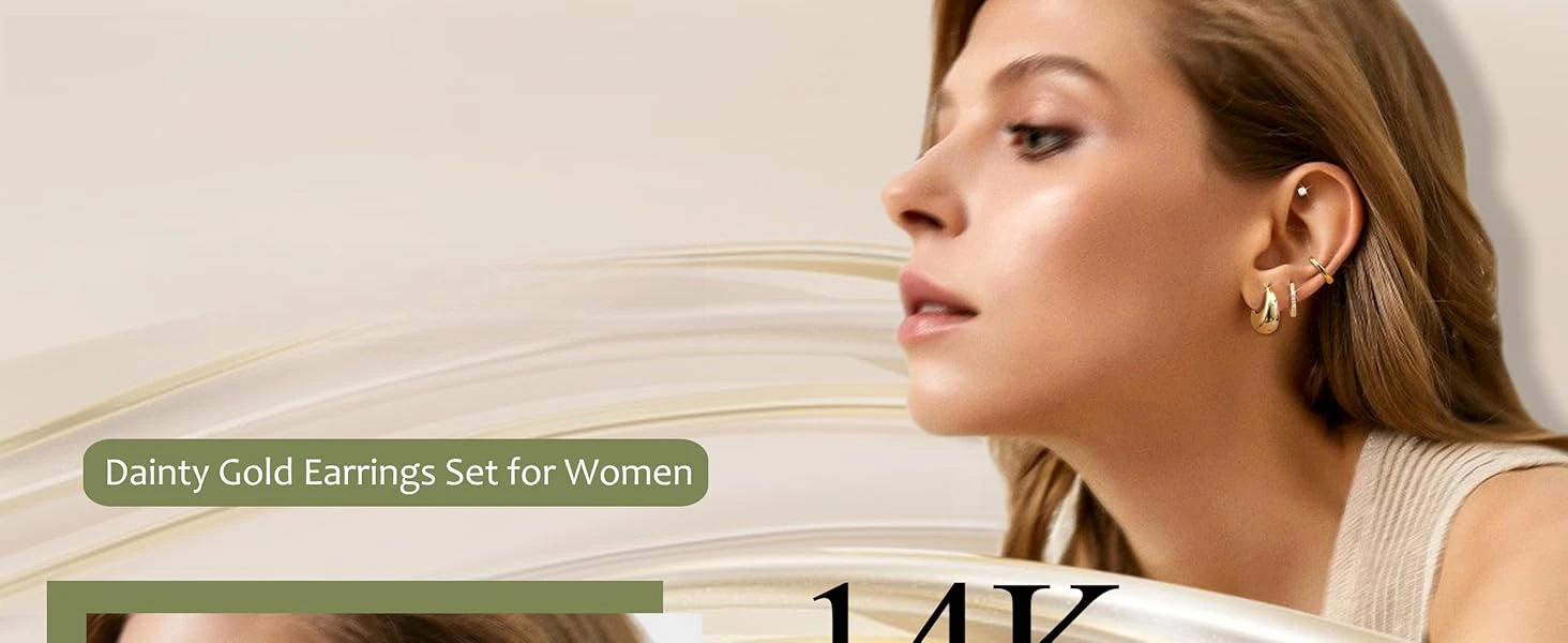 Gold Silver Hoop Earrings Set for Women