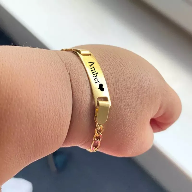 Customized Adjustable Toddler Bracelet Personalised Baby Bracelet Stainless Steel Children’s Name Kid's ID Birthday Baby Gifts