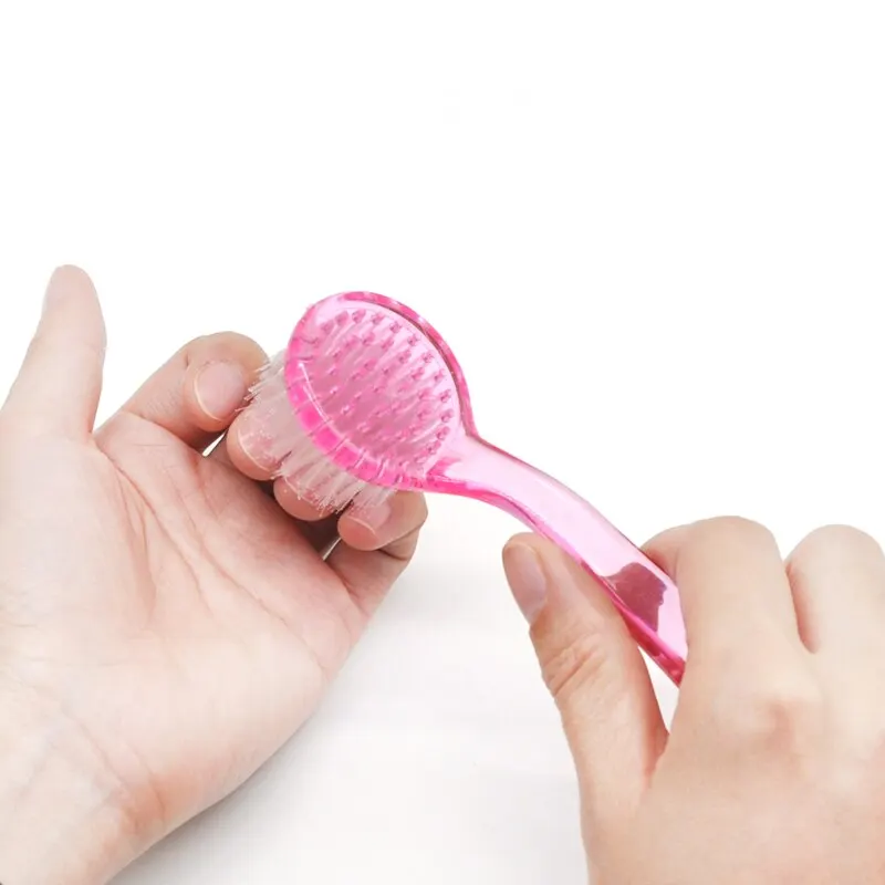 Nail Cleaning Brush New Plastic Nail Brush Soft Remove Dust Make Up Washing Brushes Dust Round Head Powder Clean With Cap Pedicure