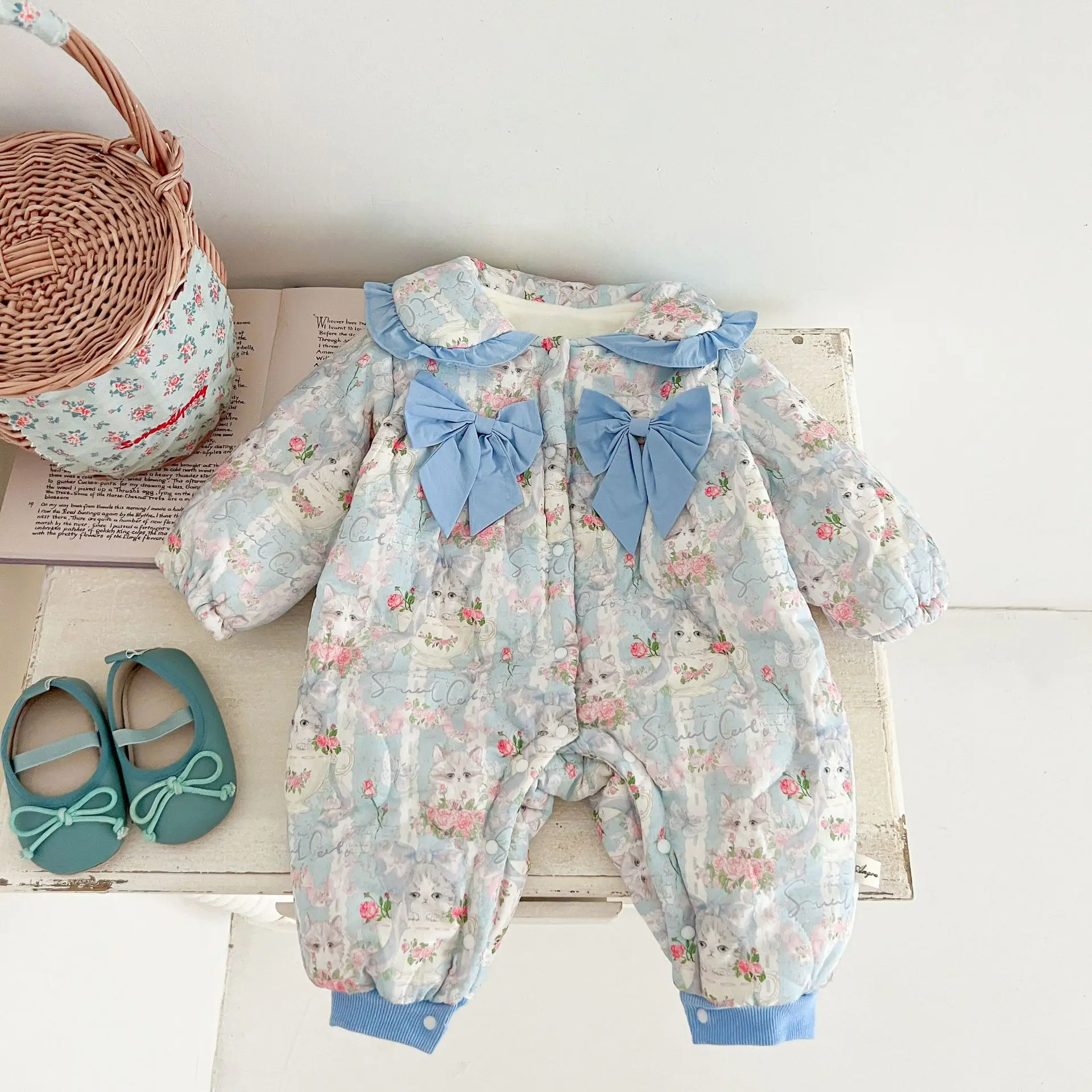 winter new baby plus fleece thickened onesie girl baby super cute crawling Kids Onepiece Fashion Baby Clothing