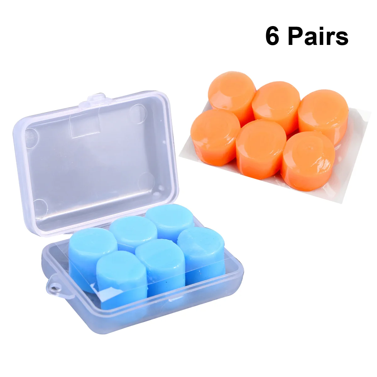 

2 Box/6 Pair of Silicone Swimming Ear Plugs Ergonomic Underwater Waterproof Diving Earplugs for Adults Children (Orange, Blue