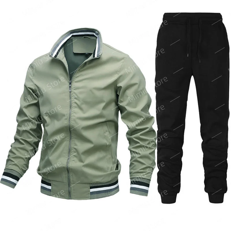 Custom LOGO Men's Tracksuit Brand Zipper Jacket and Jogger Pants Two Pieces Set Fashion Casual Streetwear Male Sportswear 4XL