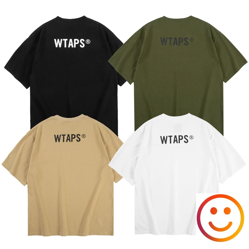 

Chest Small Embroidery Logo WTAPS T-Shirt Back Print Label Tee For Men Women Summer Loose Cotton T Shirt Tee Tops Japan