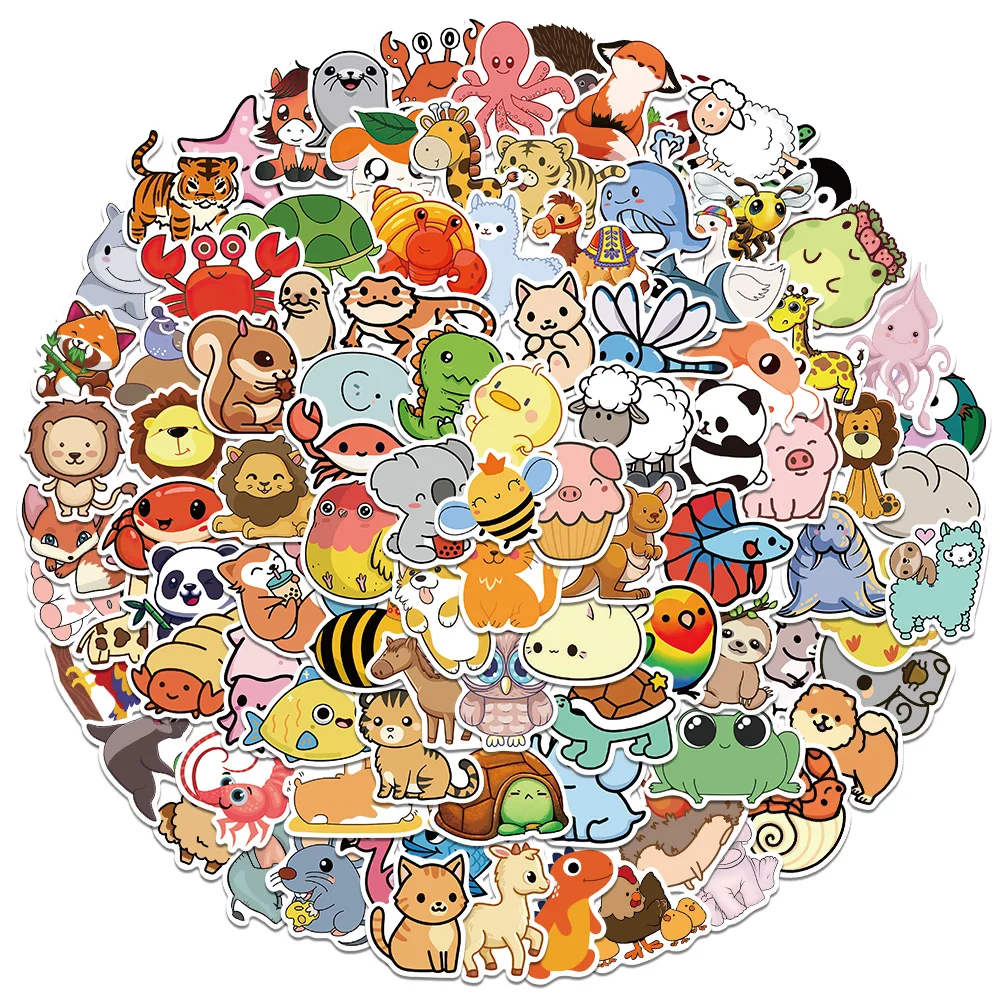 10/50/100pcs Cute Cartoon Animal Stickers Motorcycle Luggage Guitar Skateboard Cool Graffiti Sticker for Kid Decal Toys Gift