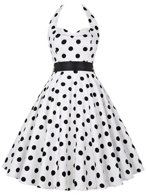 Robe d'été décontractée femmes à pois rétro Robe trapèze Pin Up Robe Vintage années 60 50 Rockabilly Robe d'été
