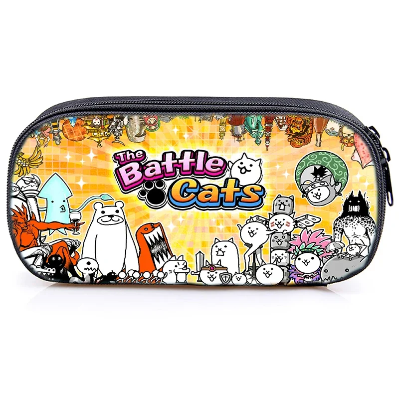 Game The Battle Cats Print Pencil Case Waterproof Pencil Bag Women Cosmetic Cases Student Stationery Bag School Pouch Makeup Box 3