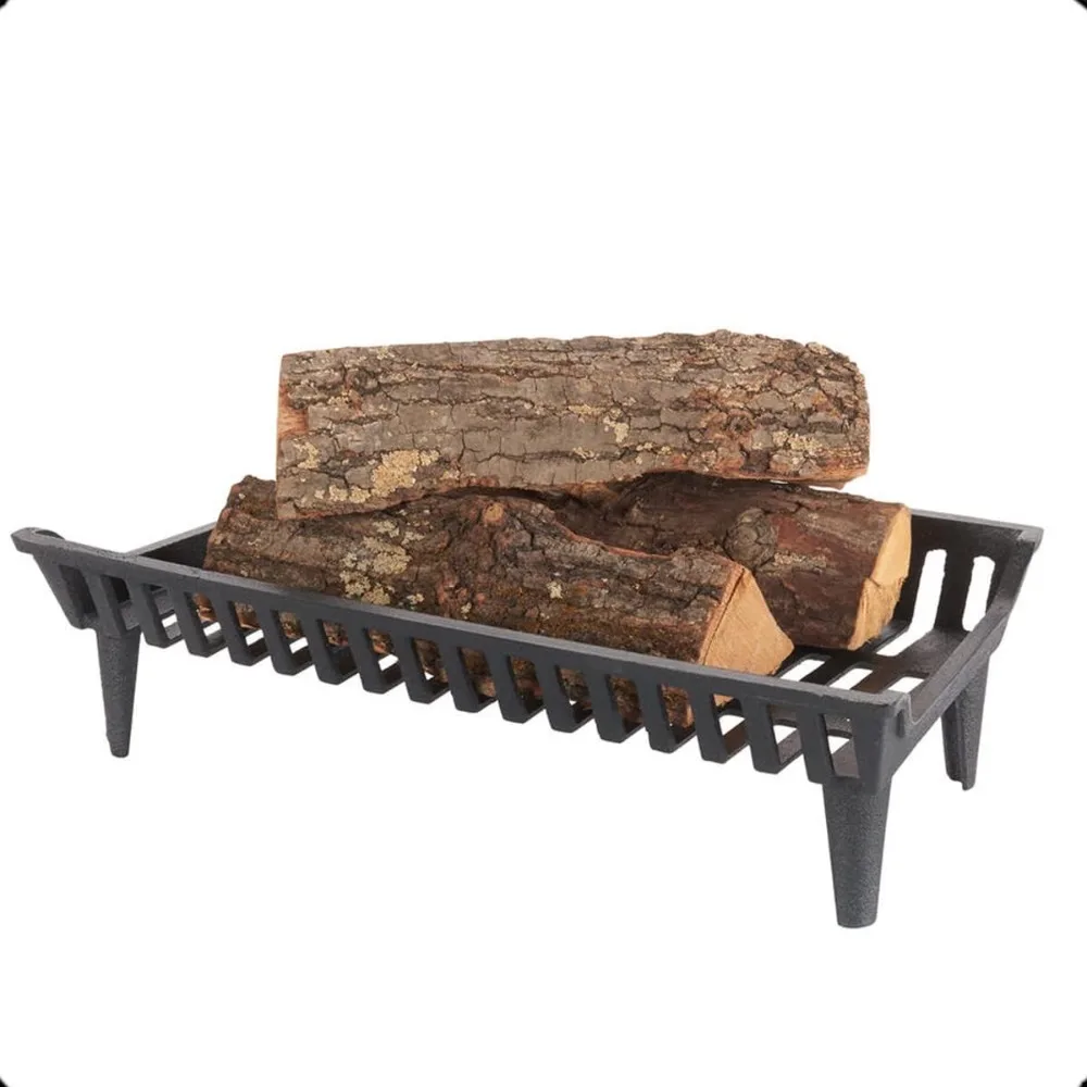 24 inch Fireplace Grate Heavy Duty, Cast Iron Fire Grate-24" W x 15" D x 7" H