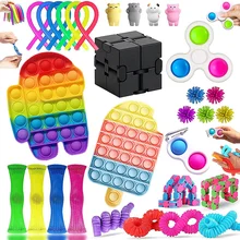 

30PCS Silicone Popper Bubble Fidget Toy Set Simple Dimple for Adults ADHD Stress Relief Suprise Popper Antistress for Kids Gift