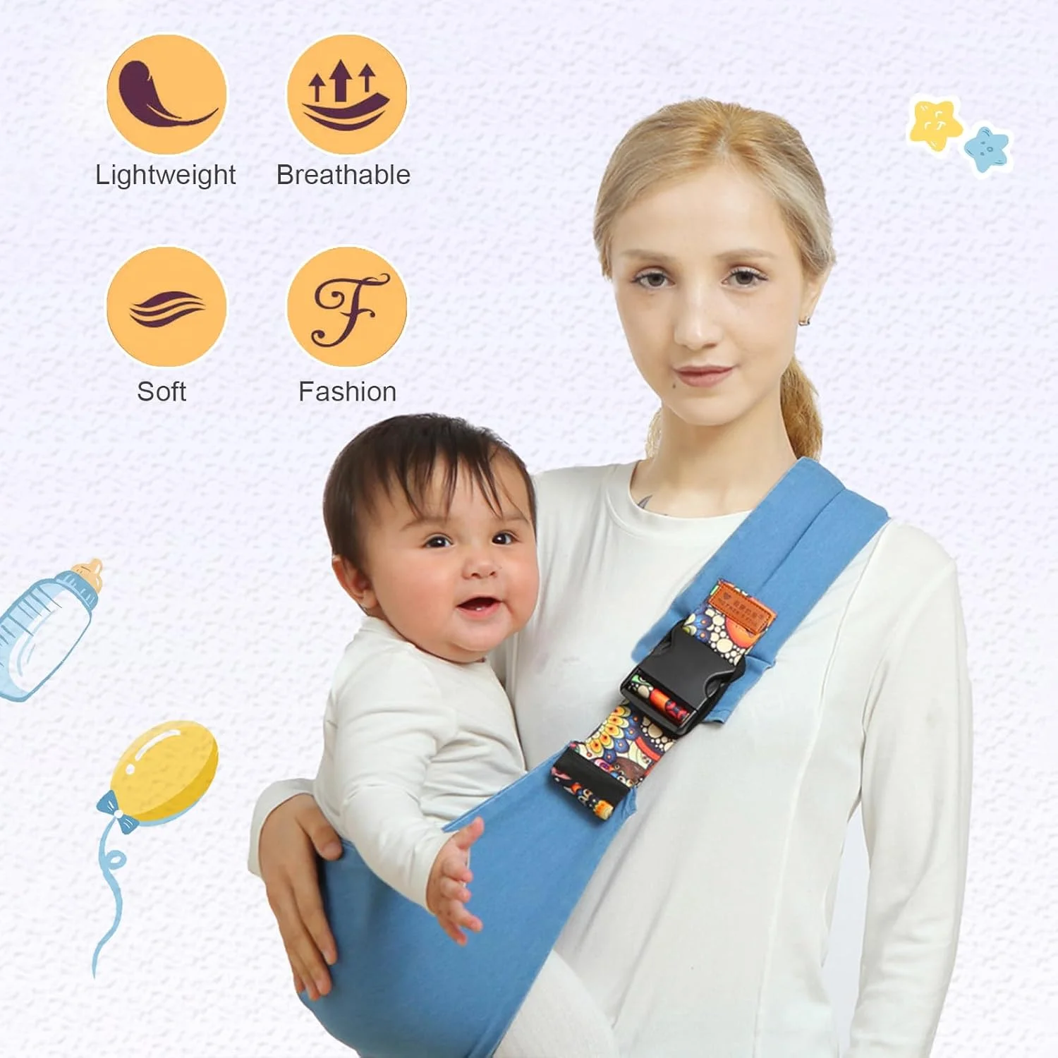 Baby Sling Carrier Baby Carrier Newborn to Toddler Sling Lightweight Baby Carrier Sling with Adjustable Straps Toddler Carrier 4
