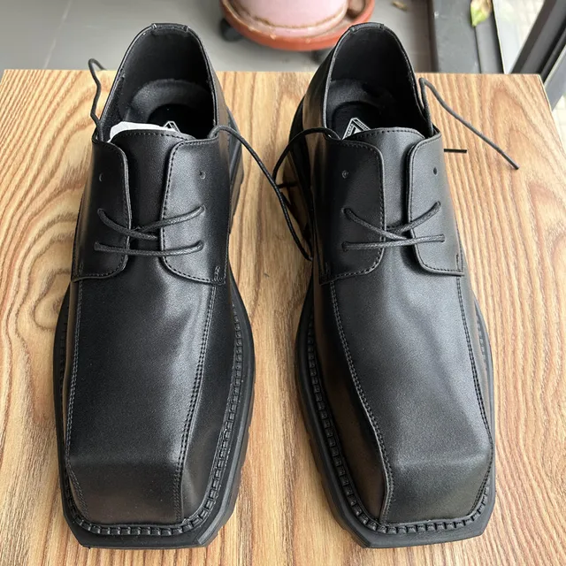 靴 vintage square toe leather shoes Vintage 90s Nine & Co Tan Leather Oxford Wingtip Square Toe