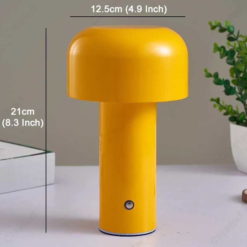 LED Lamp Italian Designer Mushroom Table Lamp Night Light Portable Cordless Touch Rechargeable Decor Lamp USB Bedside Desktop