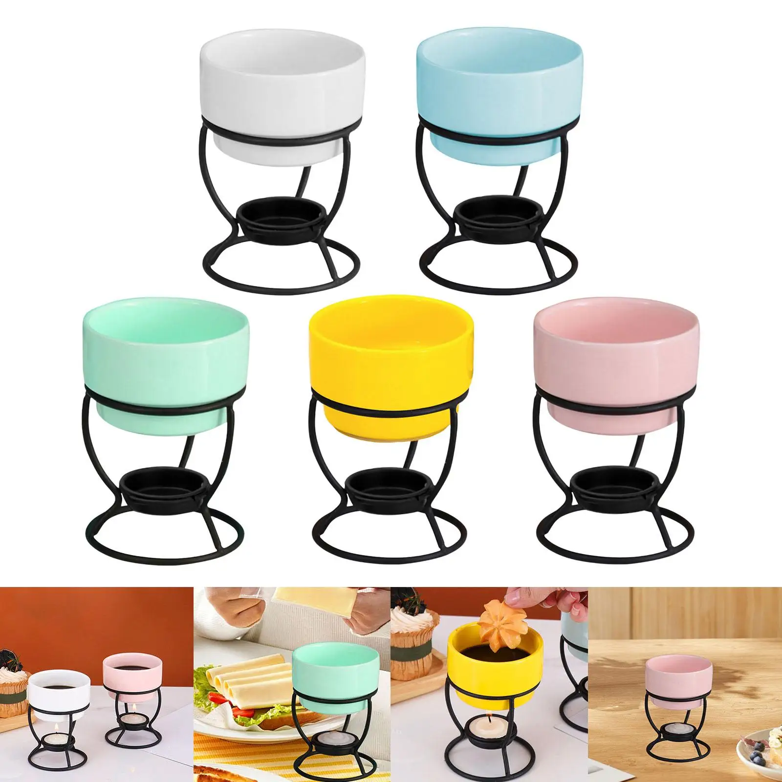 Chocolate Fondue Pot Tea Light Porcelain Melting Pot Cheese Melting Cookware Cooking Wedding Dinner Home Cheese Fondue Pot