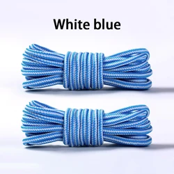 Durable Heavy - Duty Round Boot Laces - 2 Pairs for Hiking, Work, and Outdoor Sports (White blue)
