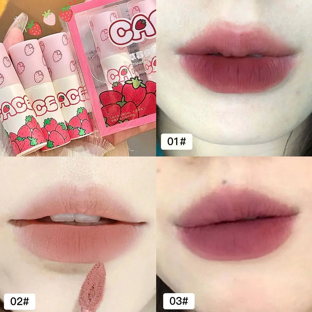 

6 Color Brown Pink Lip Glaze Matte Liquid Lipstick Waterproof Red Cheek Lip Strawberry Rouge Mud Tint Nude Cosmetics Cute V C3K6