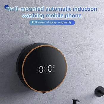 Dispenser automatico di sapone schiumogeno per le mani da 260 ml Montaggio a parete senza contatto Dispenser di sapone in schiuma senza foratura con display LCD per il bagno 1