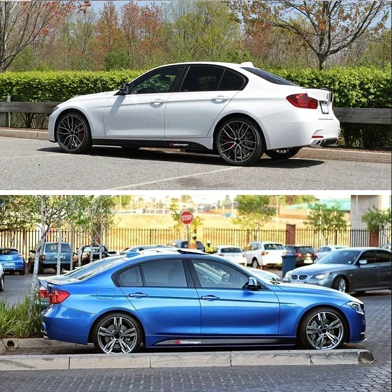 폭스바겐 VW 보라 골프 MK6 비틀 CC R32 샤란 제타 투아렉 파사트 폴로 티구안용 차량 도어 사이드 스커트 스티커 데칼 2개