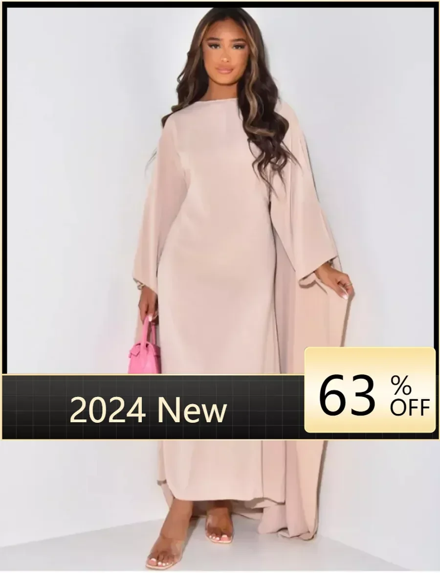 

African Style Dresses for Women Autumn Fashion Africa Solid Color Party Dress Muslim Women Round Neck High Waist Long Dress