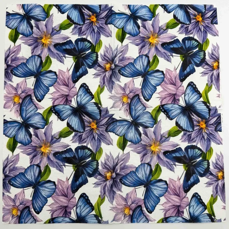 Paper Napkins 20pcs 33cm 2-Ply Oil Painting Butterfly Flower Printed Party DIY Decoupage Tissue Paper Decoration