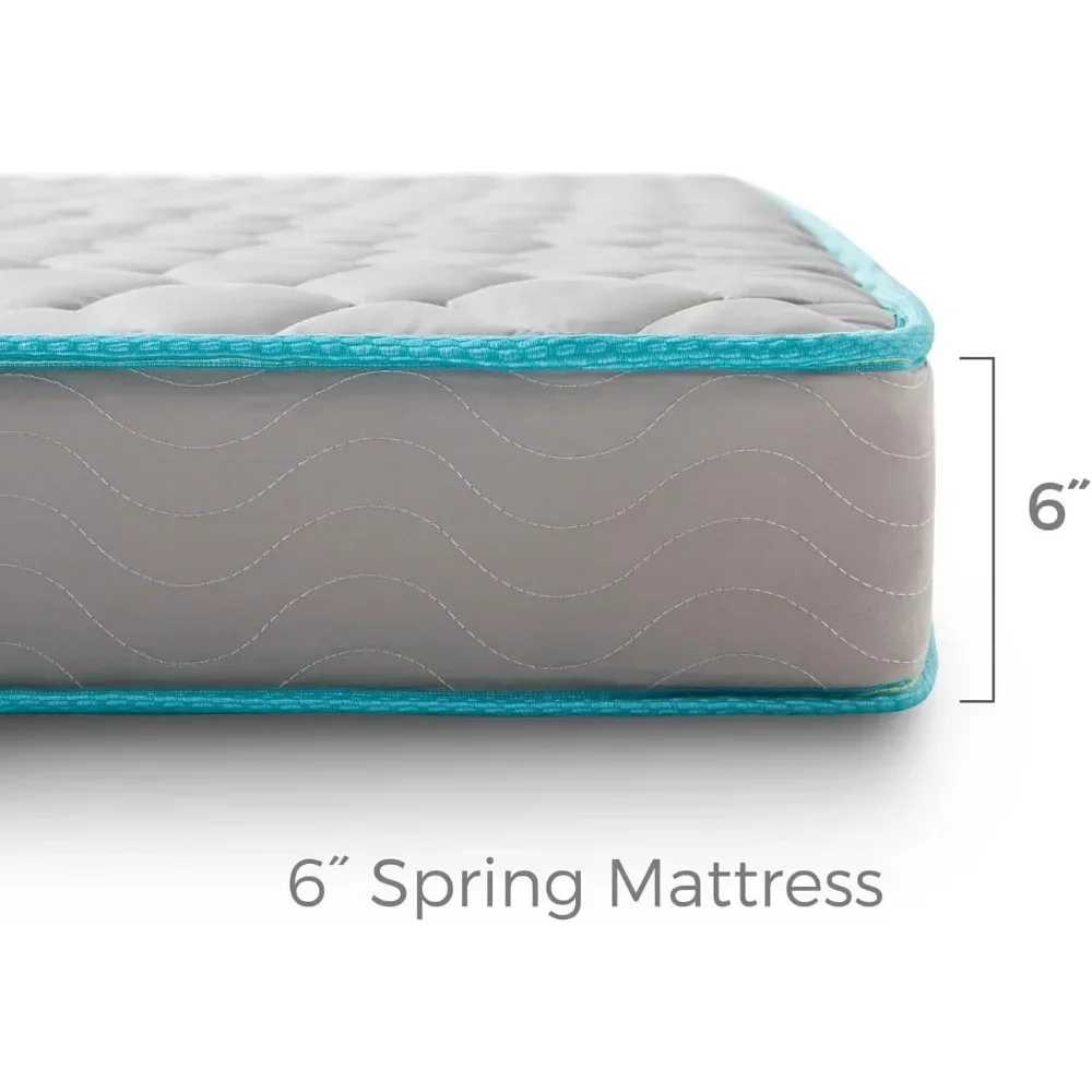 Mattress - 6 Inches, Bonnell Springs with Foam Layer, Teen or Children's Bed, Durable, Breathable Support, Boxed Mattress 6