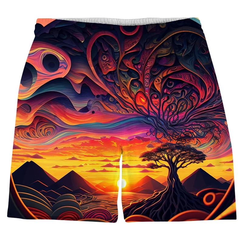 Short Homme Imprimé 3D Short Plage Homme Doublure Filet Respirant