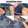 1/4Set Adjustable Waist Buckle Cross Star Shape Jean Buttons Pins Detachable Metal Buttons Waist Tightener Clothing Accessories 4