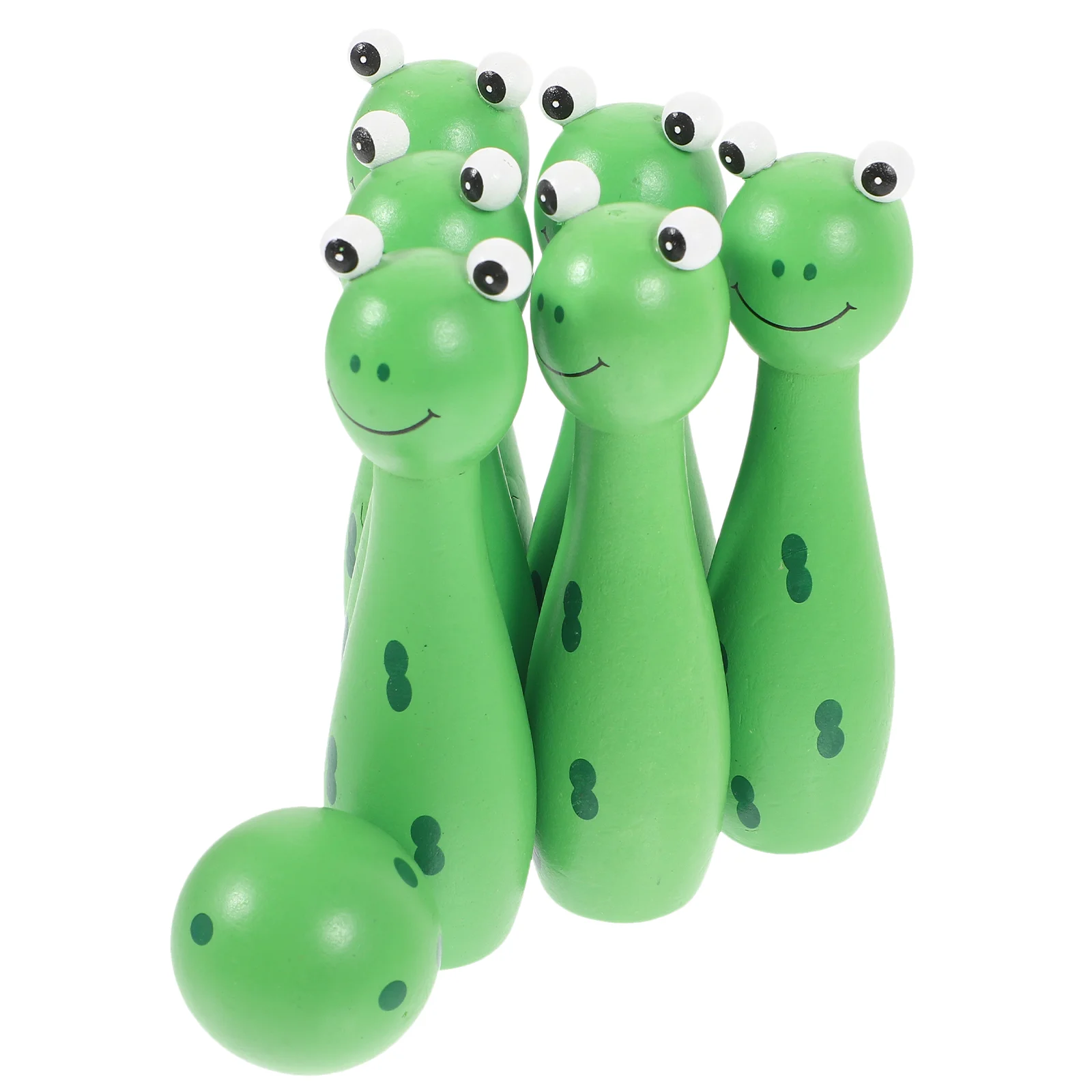 

1 Set of Indoor Kids Bowling Toys Cartoon Frog Animal Bowling Toys Wooden Bowling Toys Children Toys