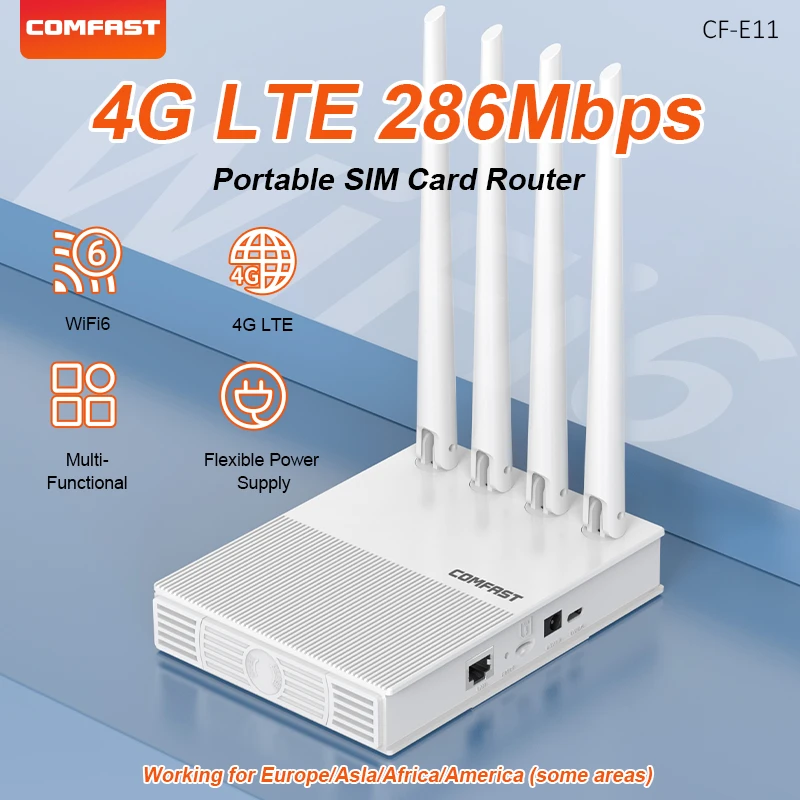 Comfast 300Mbps Portable 4G Plug-in Router WiFi6/4G LTE Cat.4 Technology Plug-in And Play 4G To Wired/WiFi 1