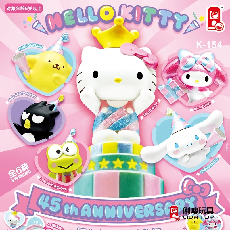 

Sanrio Hello Kitty 45th Anniversary Cute Cinnamoroll Kero Keroppi Melody Capsule Toys Anime Figure Kawaii Models Gashapon