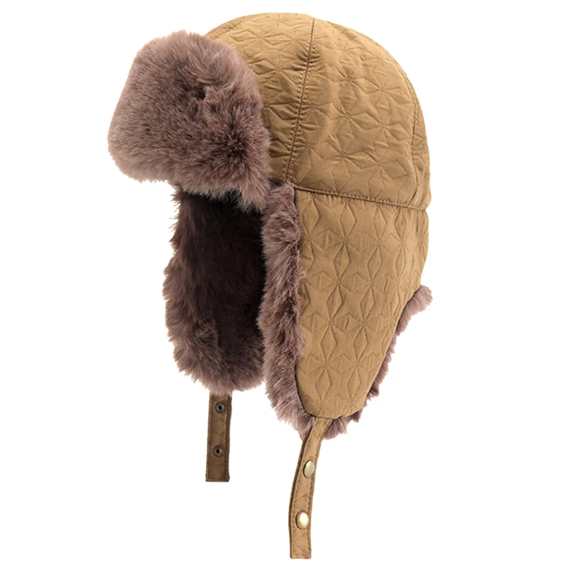 Winter Warm Faux Fur Bomber Hats Outdoor Riding Ear Protection Ski Hat For Women Men Solid Color Thicken Plush Earflap Caps