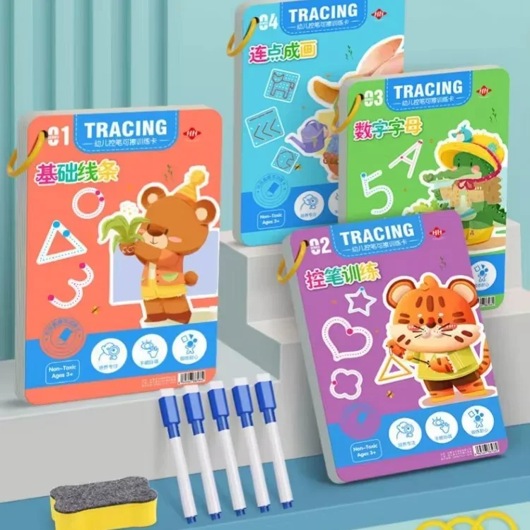 Magical Tracing Workbook Montessori Educational Writing for Children Reusable Pen Control Training Calligraphy Copybook for Kids 6