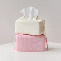 Lovely Heart Pattern Drawstring Tissue Bag Napkin Holder Container Korean Style Portable Newborn Stuff Wet Wipes Organizer 1