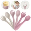 1PCS  Infant Soft Silicone Feeding Tableware For Toddler Kids Cartoon Cutlery Training Fork Spoon Set Baby Accessories 5