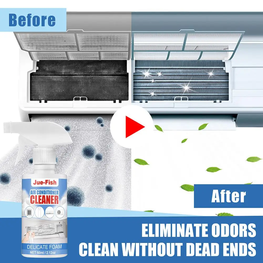 Air Conditioner Cleaner Spray 60ml Condenser Coil Cleaning Deodorizer Air Conditioner Foam Coil Cleaner Filters Bubble Clean