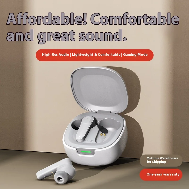 Wireless Bluetooth 5.3 Stereo Earbuds with Mic – ENC Noise Cancelling, Deep Bass, Gaming-Optimized, IPX5 Waterproof