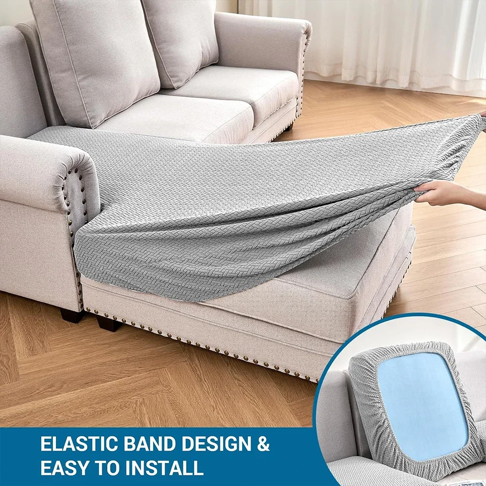 Jacquard Stretch Fabric Sofa Cover Plain Seat Couch Covers for Sofa Living Room Removable Seat Case Chaise Lounge Slipcover Pets 6