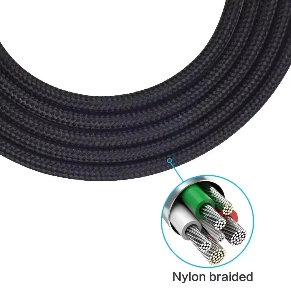 6.35mm Replacement Nylon Braided Cable Extension Cord for Audio-Technica ATH-PRO5X Headphones