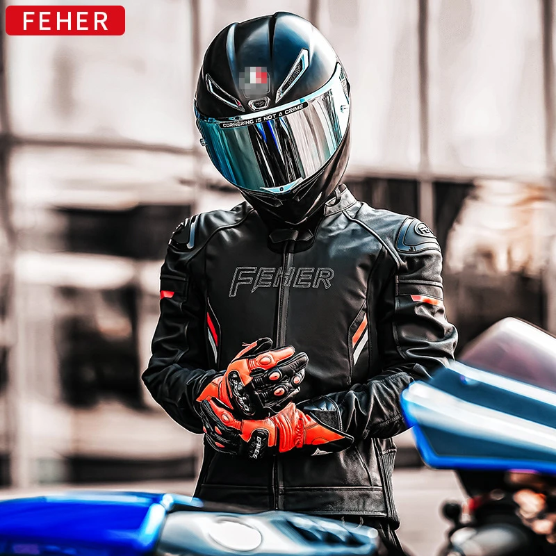 Motorcycle Leather Jacket Men Windproof Motocross Outdoor Cycling Protective Clothing Wear Resistant Leather Clothing