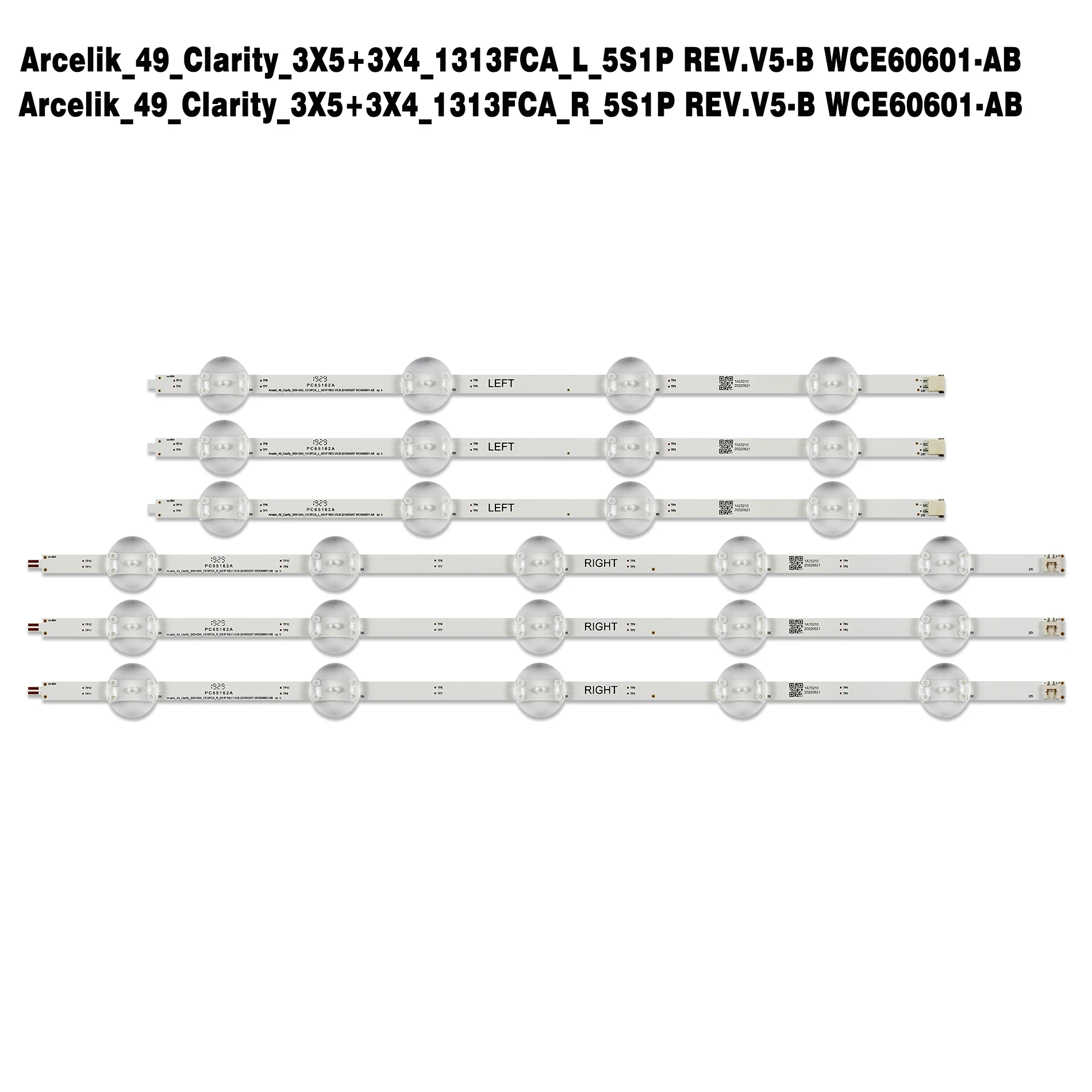 Tira Conduzida Luz de Fundo para Arcelik_49_clarity_3x5 Mais 3x4_1313fca_r L_5s1p Rev.v5-b Wce60601-ab B49l 8840 A49l 8840 B49l 8752 B49l8840