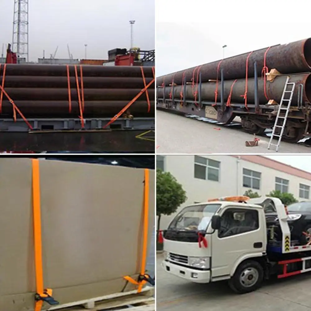 Ratchet Tie Down Cargo Straps Lashing Package Webbing Secure Motorcycle Moving Belt Ratchet Straps Hauling Hold Tru V5X1