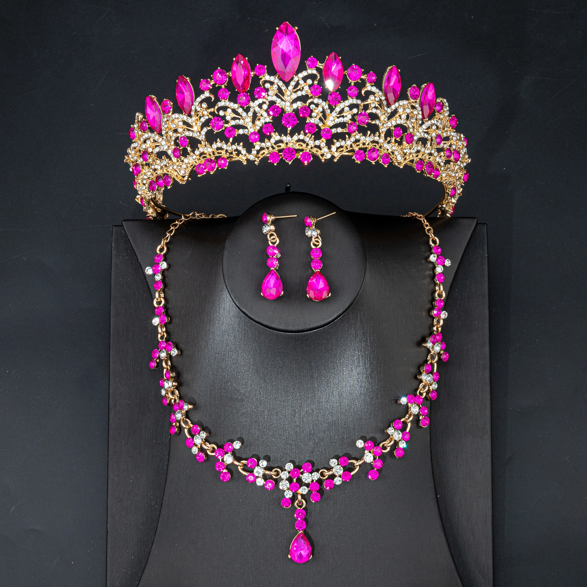 Corona De Princesa De Cristal Rosa - Tiara Con Piedras Brillantes Para Fiestas, Bodas, Cumpleaños Y Disfraces