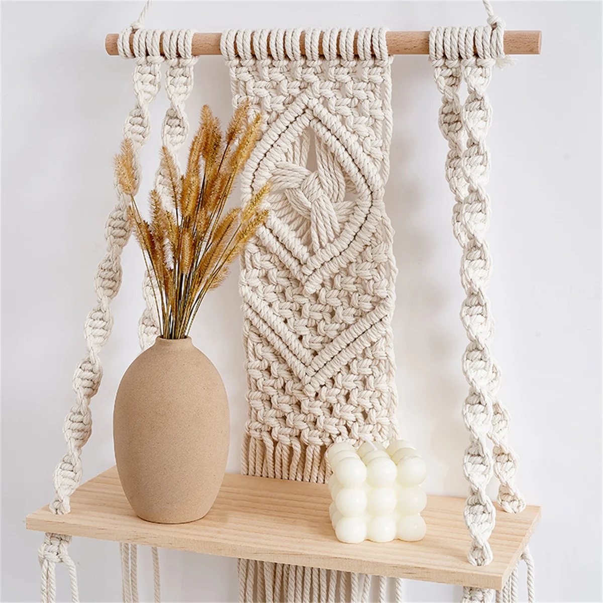 

Подвесная полка из хлопковой веревки для настенных художественных украшений, богемный гобелен ручной работы, кисточки, декоративные полки, домашний декор 30x50 см