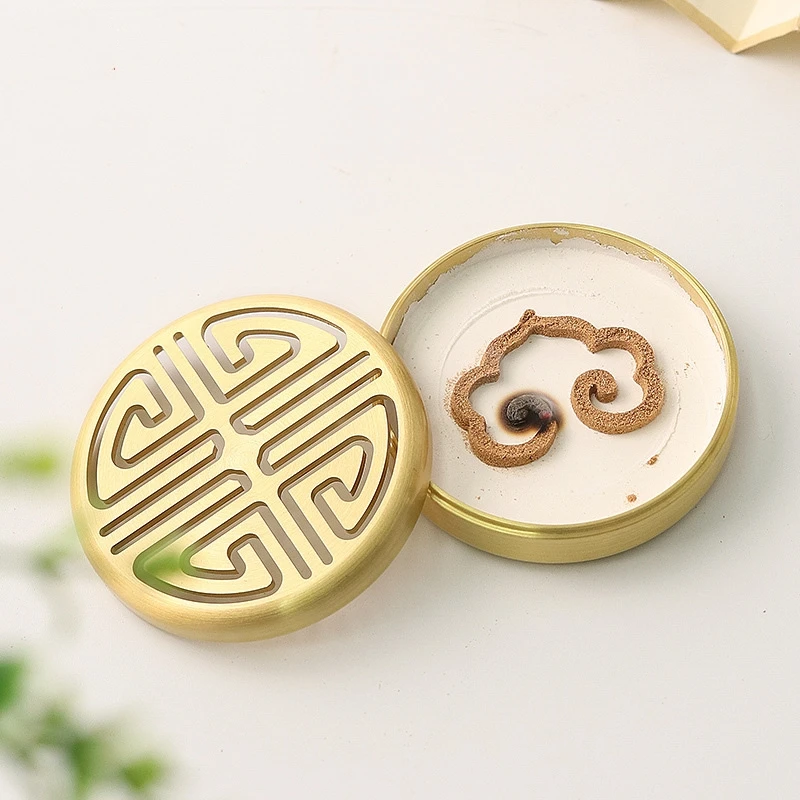 Pure Copper Incense Seal Furnace Hollow Plate Incense Furnace DIY Household Indoor Seal Tea Ceremony Decoration Supplies