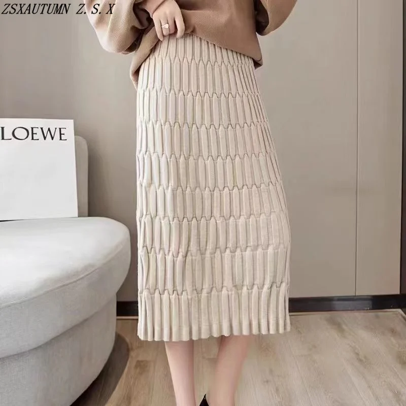 

Korean New Autumn Winter Pleated Women's Half Skirt Elegant Fashion Hip Wrap Skirt Urban Vintage Slim A-Line Fish Tail Skirts