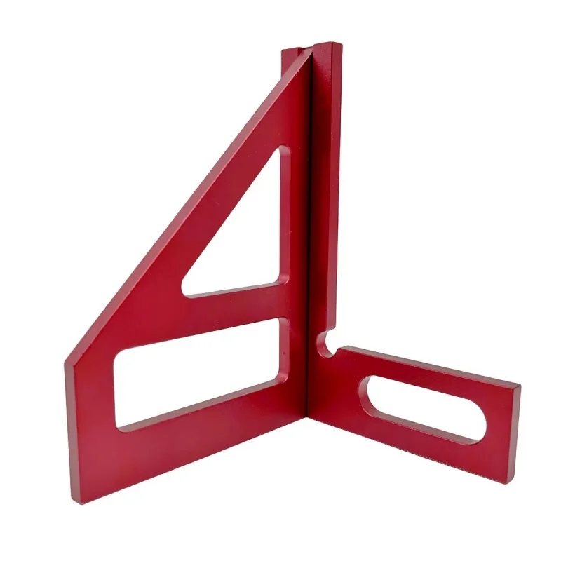 Aluminum Alloy Red Miter Triangle Ruler 45&deg; 90&deg; Woodworking Square Protractor 3D Multi Angle Layout Measuring Tools digital angle protractor angle measuring tool angle protractor woodworking measuring tool