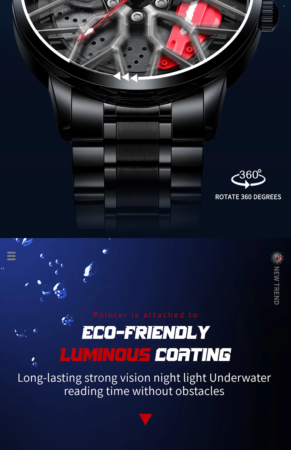 Fashion 3D Spinning Sport Rim Hub Wheel Watches Mens Sports Luxury Car Cool Wristwatch Quartz Watches for Men Relogio Masculino