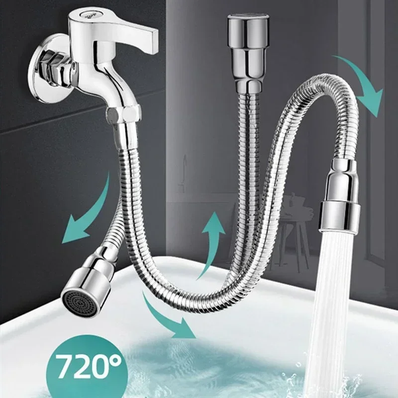 16-60cm Universal Faucet Extender Stainless Steel 360° Rotation Kitchen Sink Anti-Splash Nozzle Aerator Extension Hose 3