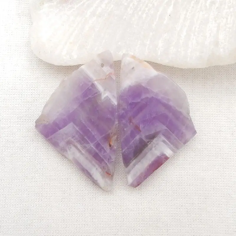 

Natural Stone Nugget Amethyst Earring Beads 36x23x3mm 7.2g Semiprecious Stone Fashion Jewelry Earrings Accessory