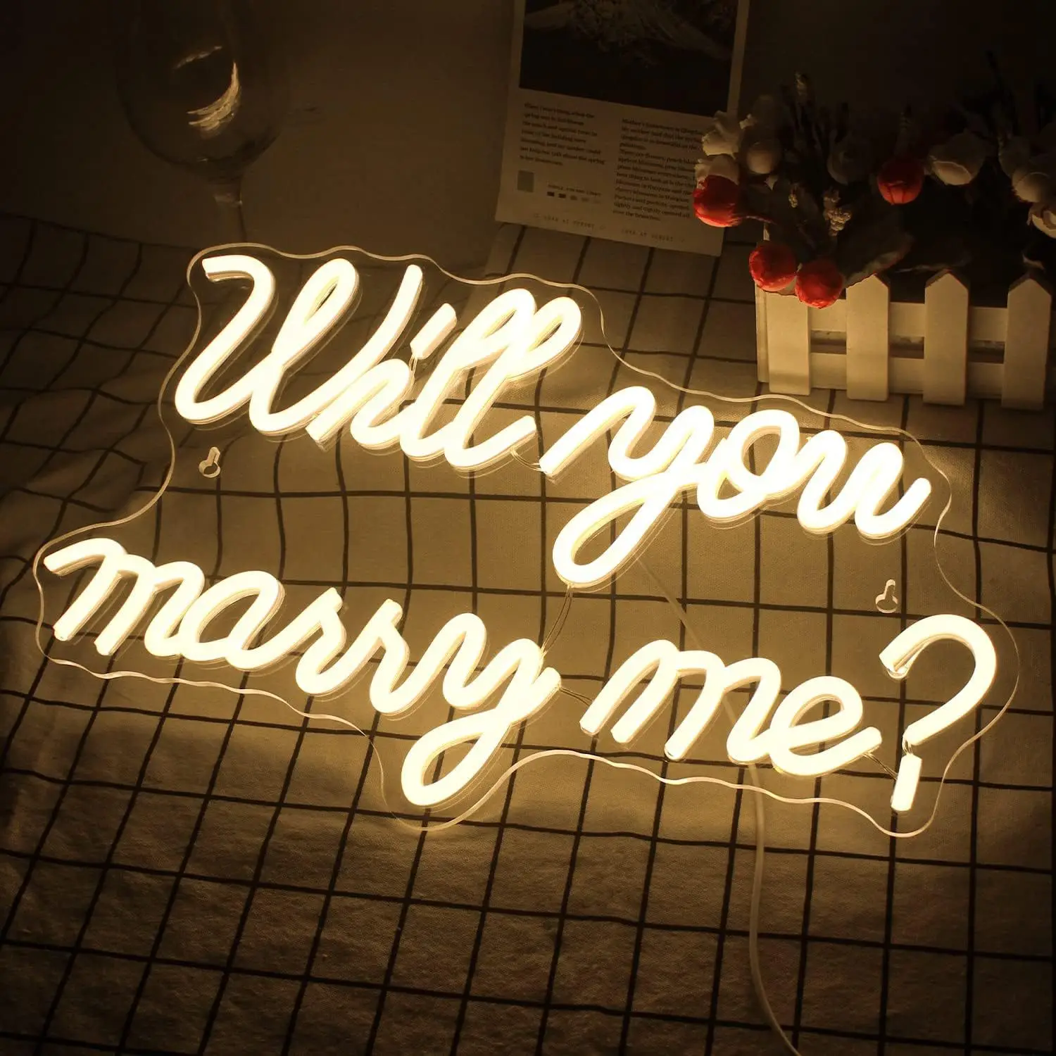 Will You Marry Me Proposal Ornament Room Living Room Neon Diy Decoration Wedding Event Lights Glow Letters Atmosphere Led Lights